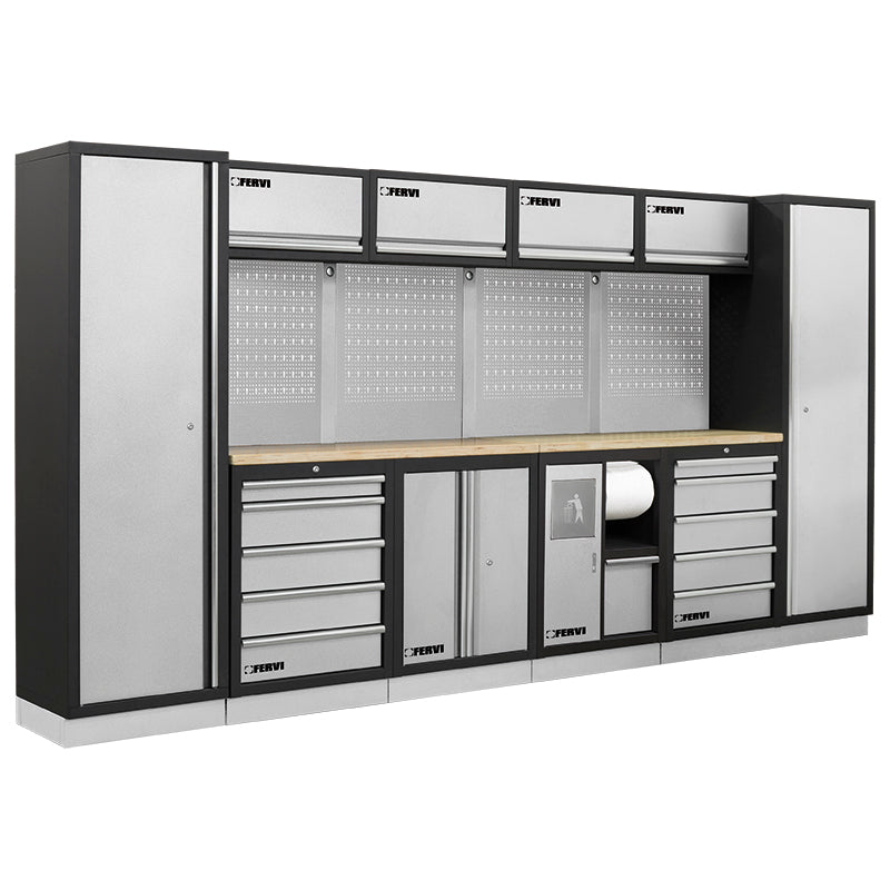 Arredo Officina FERVI A007B – Sistema Modulare Professionale 3920mm con 2 Cassettiere