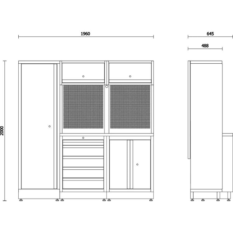 Arredo Officina Beta C45PRO 2.0 BX - Postazione Lineare Professionale 1960 mm