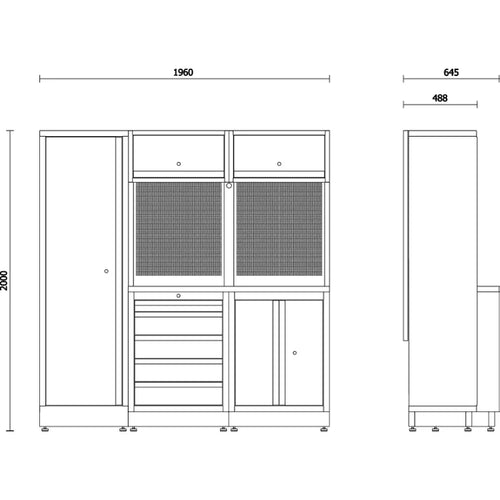 Arredo Officina Beta C45PRO 2.0 BX - Postazione Lineare Professionale 1960 mm