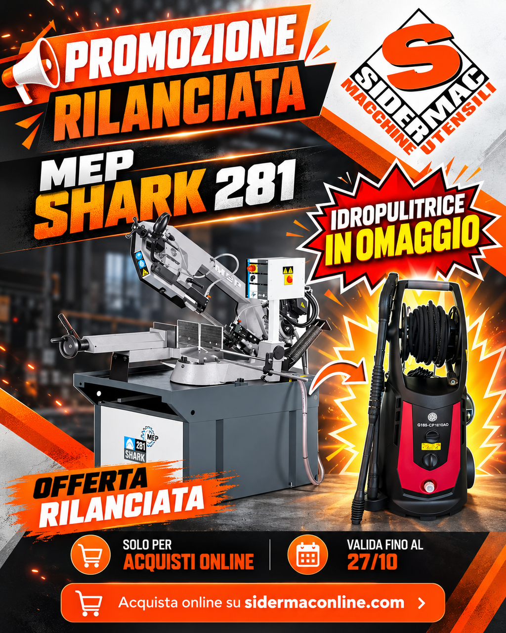 Segatrice a Nastro MEP SHARK 281 con Idropulitrice IPC in omaggio