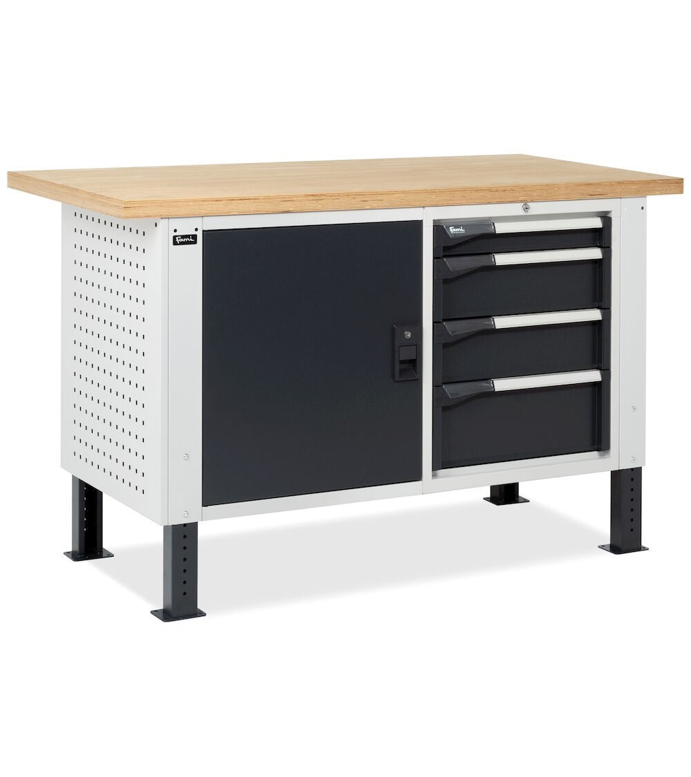 Banco da lavoro Fami MASTERBR1502 con 1 armadio a cassetti con 4 cassetti e 1 armadio con porta nuovo