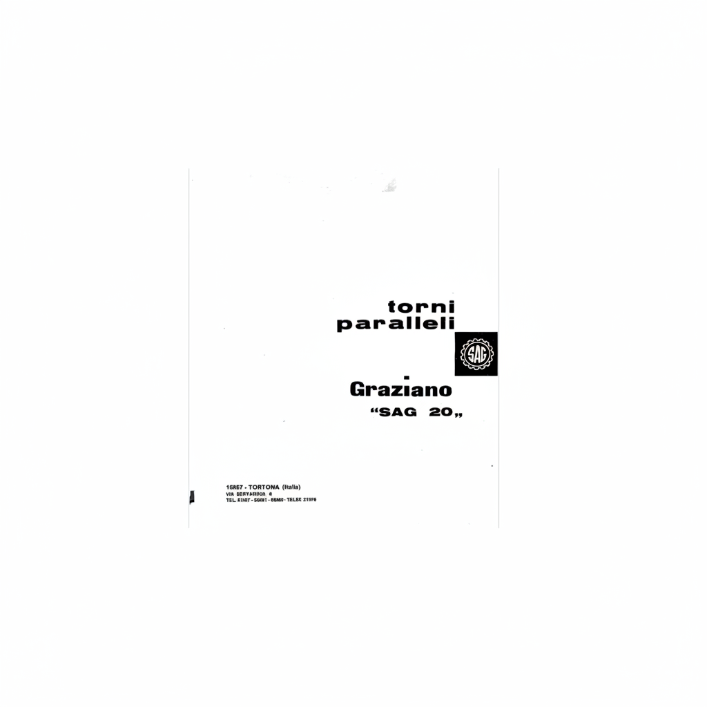Manuale Tecnico Tornio Parallelo Graziano SAG 20 - Copertina