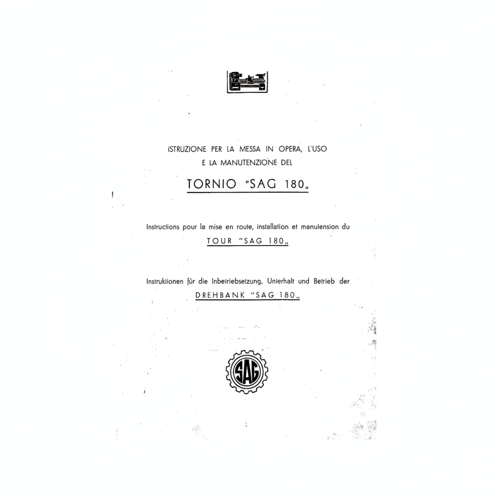 Manuale Tecnico Tornio Parallelo Graziano SAG 180 - Copertina