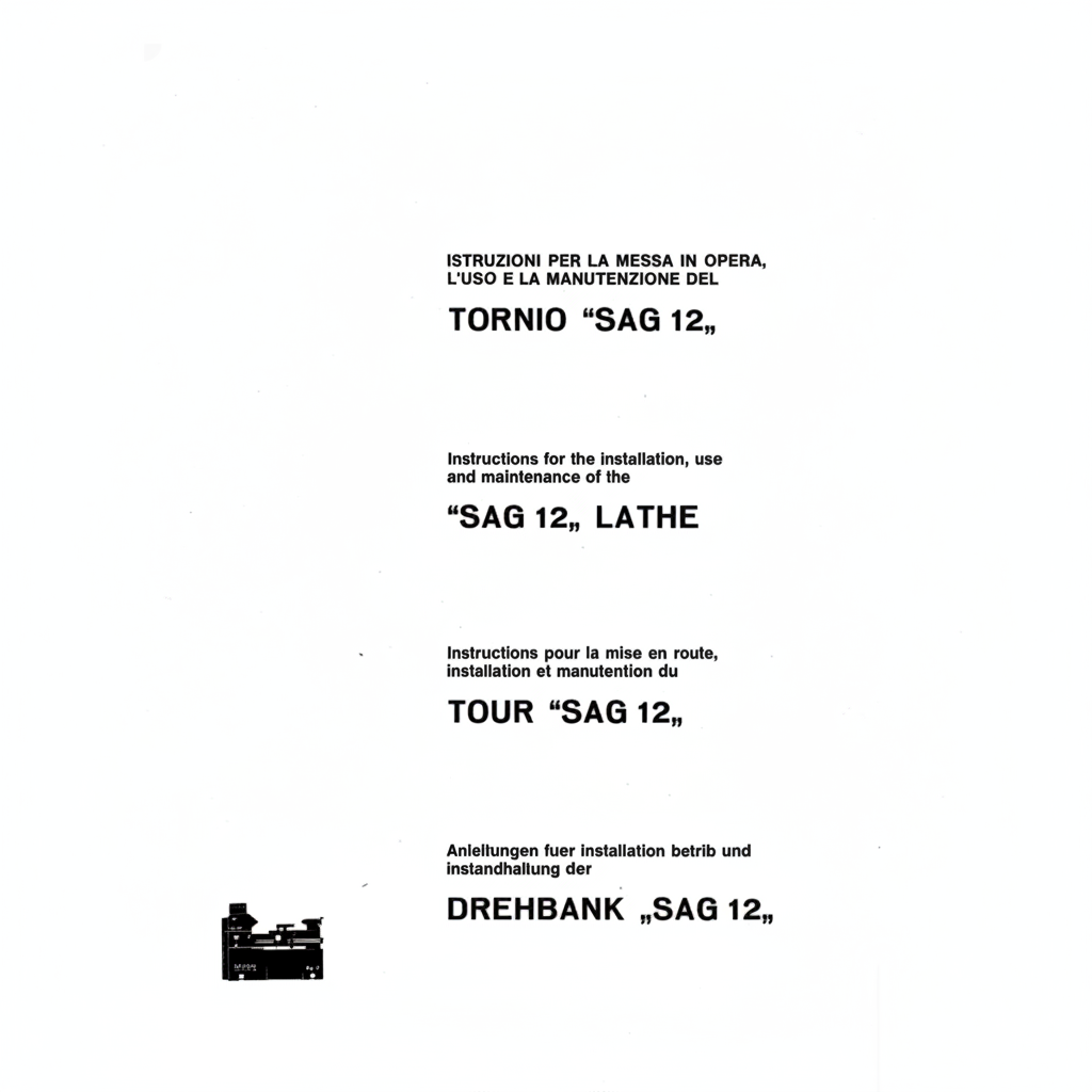 Manuale Tecnico Tornio Parallelo Graziano SAG 12 - Copertina